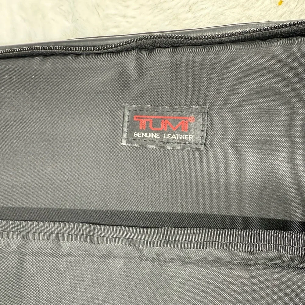 TUMI Alpha All Black Leather Shoulder‎ Laptop Bag